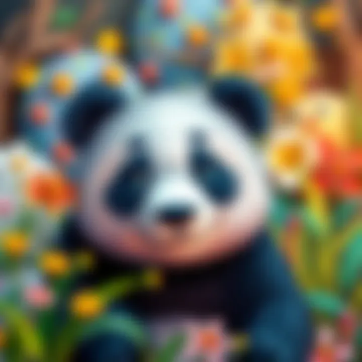 Colorful panda artwork completed by children