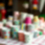 Colorful patterned paper cups displayed in a creative arrangement