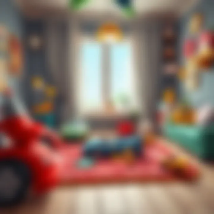 A cozy home setting with a car rug, emphasizing a safe and fun play environment.