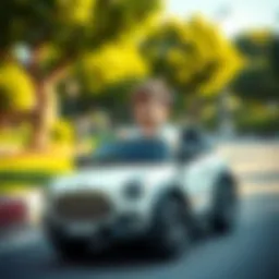 A child enjoying a ride in a battery-powered car in Denizli's park