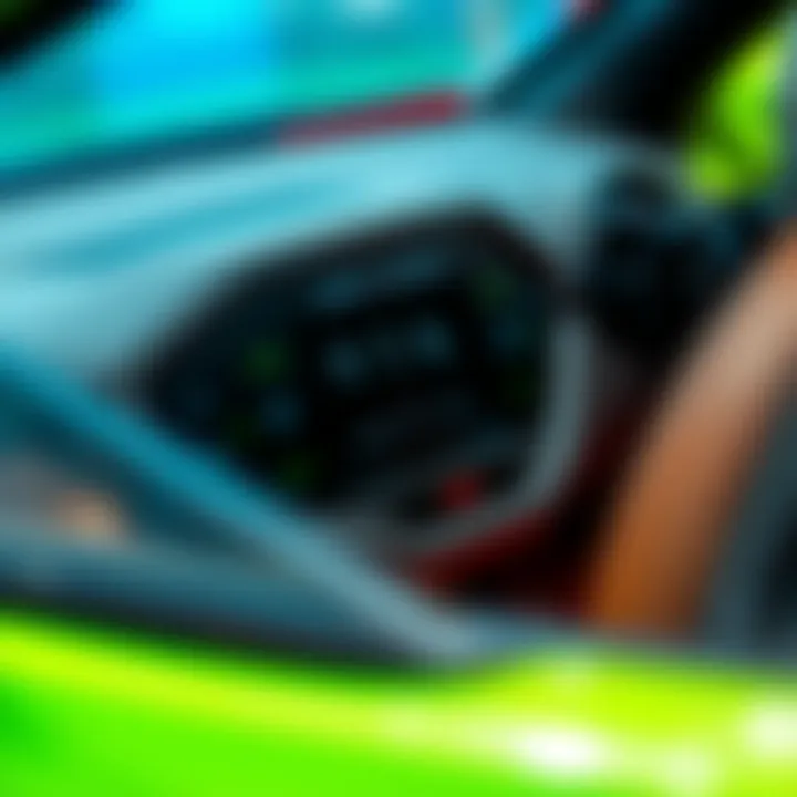 A close-up of a battery-powered car's control panel showcasing safety features