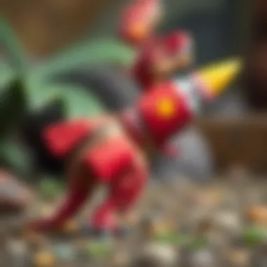 Detailed design features of a dinosaur rocket toy