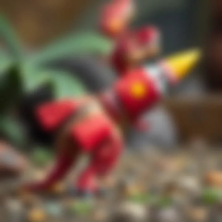 Detailed design features of a dinosaur rocket toy