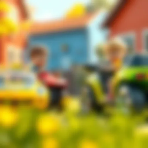 Children playing with electric cars