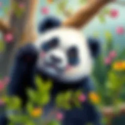 Playful panda drawing showcasing vibrant colors