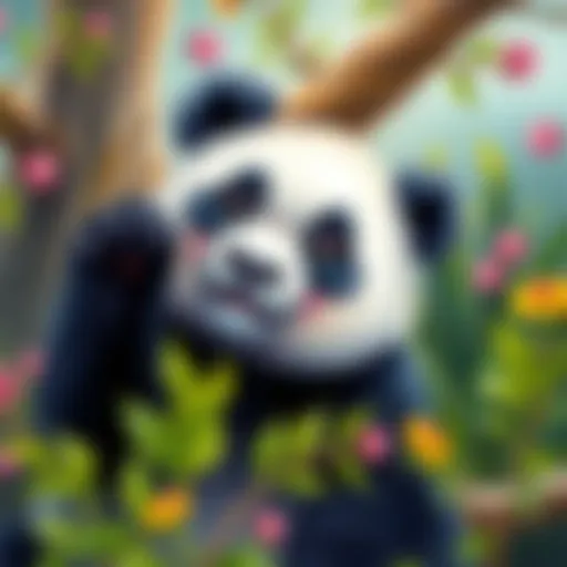 Playful panda drawing showcasing vibrant colors