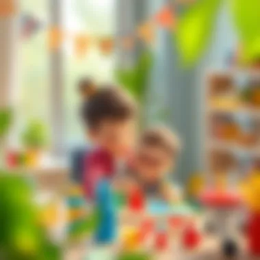 A parent and child engaging in a creative activity