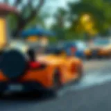 Electric toy car in action