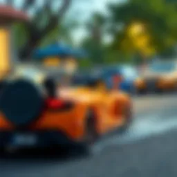 Electric toy car in action