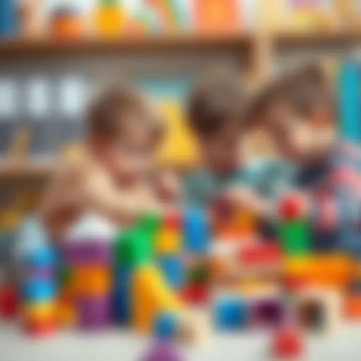 Boys engaging in imaginative play with building blocks