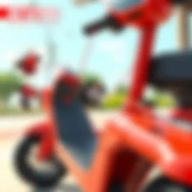 Close-up of Evo scooter's safety features and design.