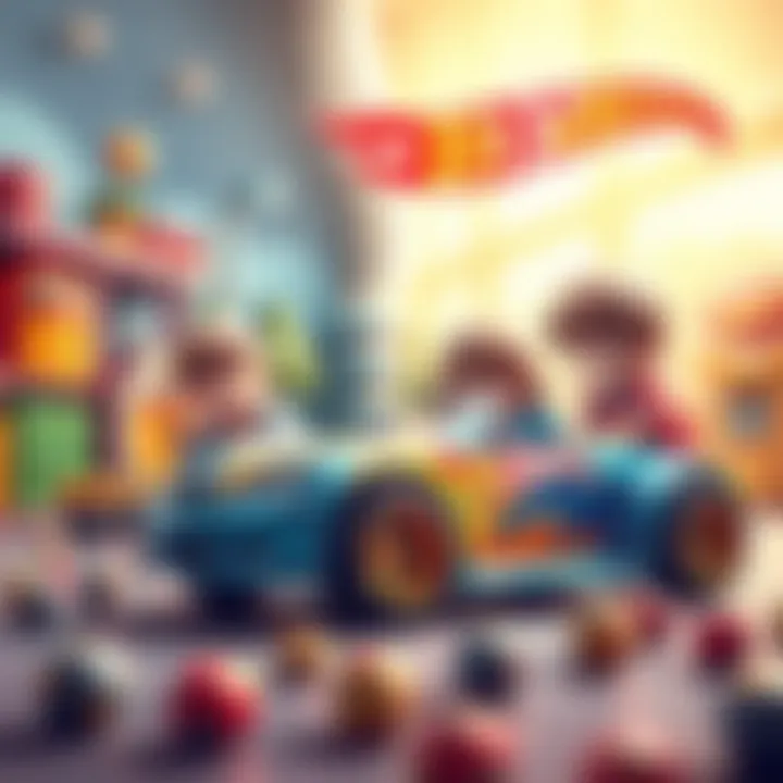 A family exploring the educational aspects of Hot Wheels toys