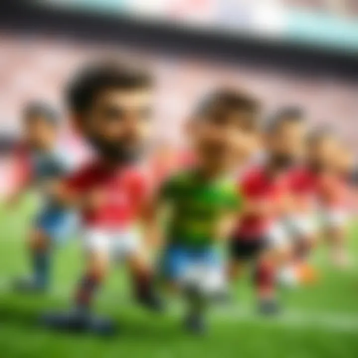 A detailed depiction of football player figurines showcasing various designs