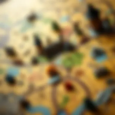 Artistic rendering of the Marauder's Map with character paths