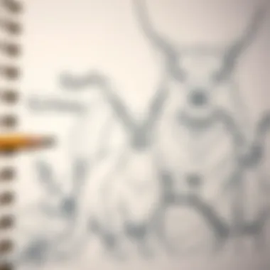 An intricate pencil sketch showcasing different animal species with unique features.