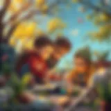 Children exploring clues in a treasure hunt