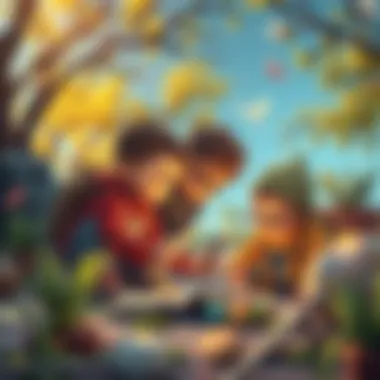 Children exploring clues in a treasure hunt