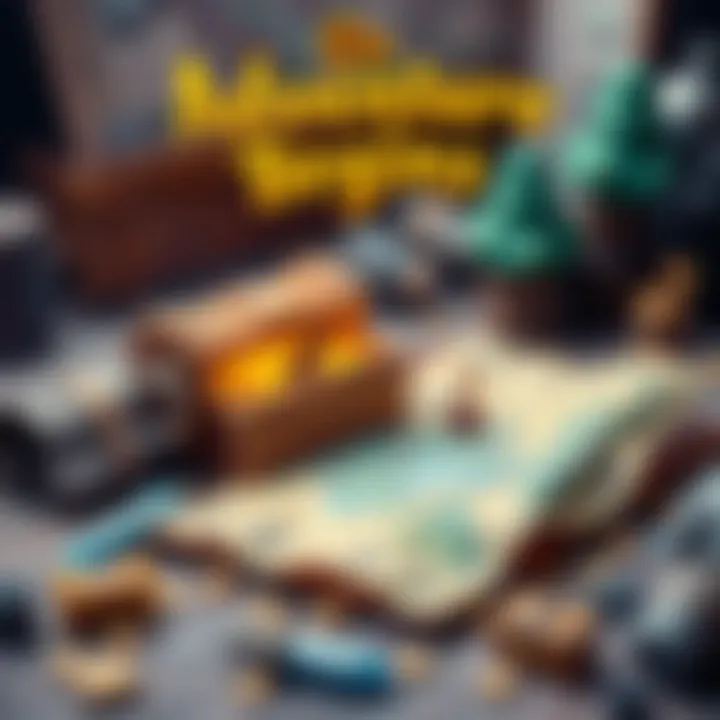 Map and treasure chest illustration