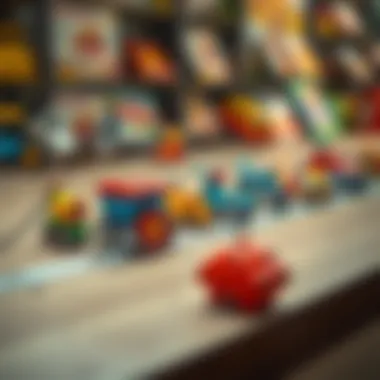 Historical evolution of toy carts displayed in a timeline.