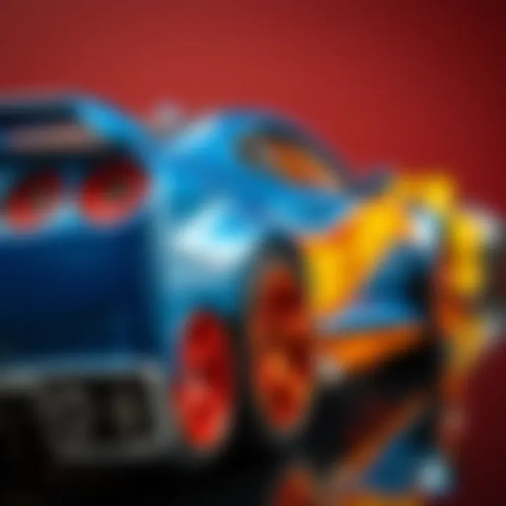 Close-up of a Hot Wheels car highlighting its design and features