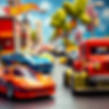 An engaging scene showcasing the connection between toy cars and real vehicles