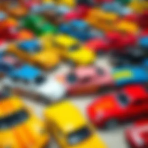 A vibrant display of various Hot Wheels toy cars