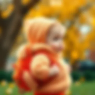 An infant wearing a plush backpack, emphasizing comfort and style.