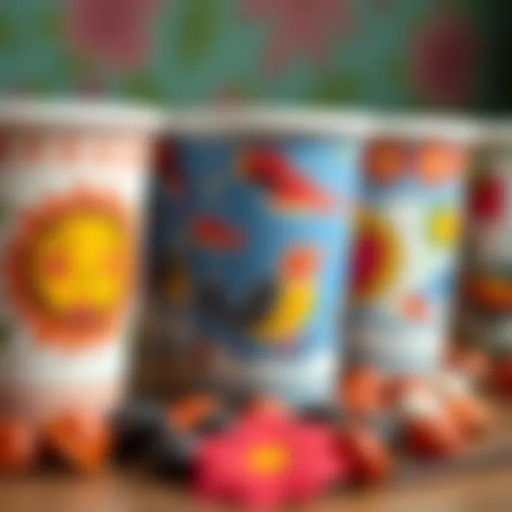 Close-up of unique designs on handmade cups symbolizing individuality
