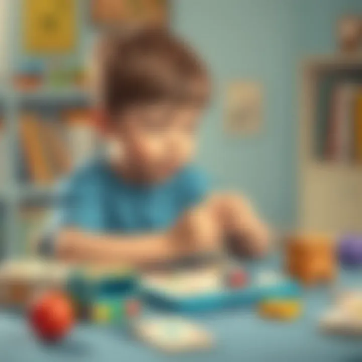 A child engaged in a thoughtful game with box cards, illustrating their educational value.