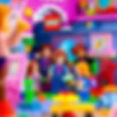 A vibrant Lego Friends set showcasing various characters engaged in creative play.