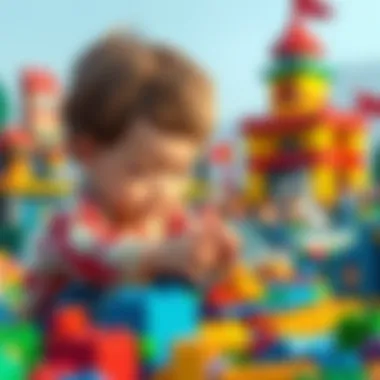 A child engaged in imaginative play with Lego blocks