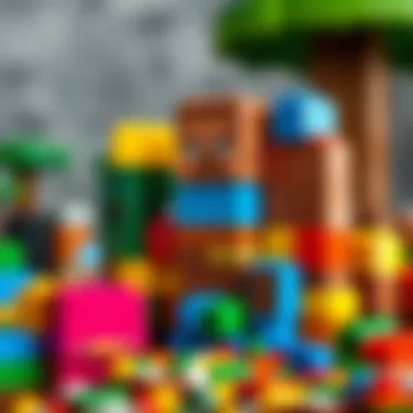 Colorful Minecraft LEGO blocks assembled creatively