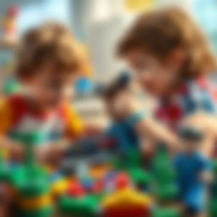 Children collaborating while building with Minecraft LEGO