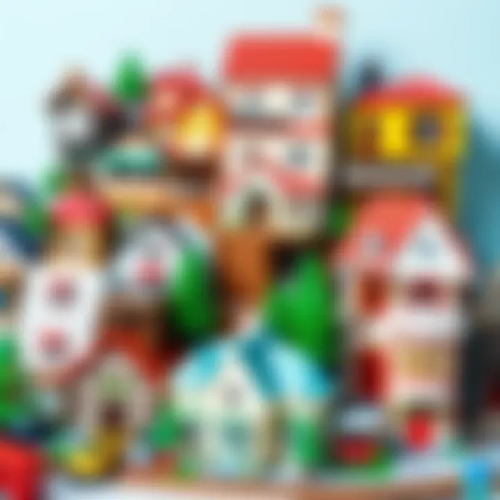 A collection of various miniature houses displayed in an artistic arrangement.