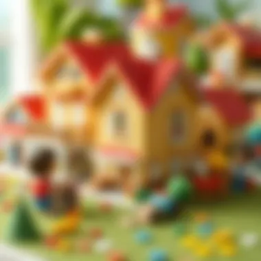 Children engaged in imaginative play with miniature houses, fostering creativity.