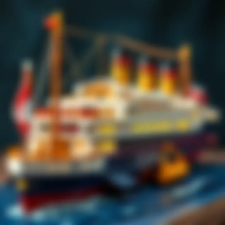 A detailed model of the Titanic toy showcasing intricate designs