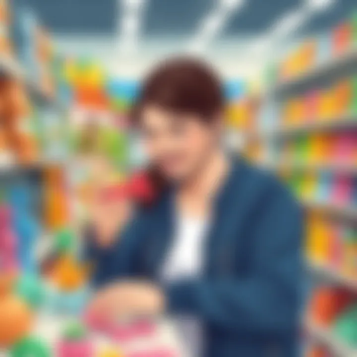 Parent selecting the right silicone teething toy in a store