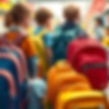 Parents choosing school bags