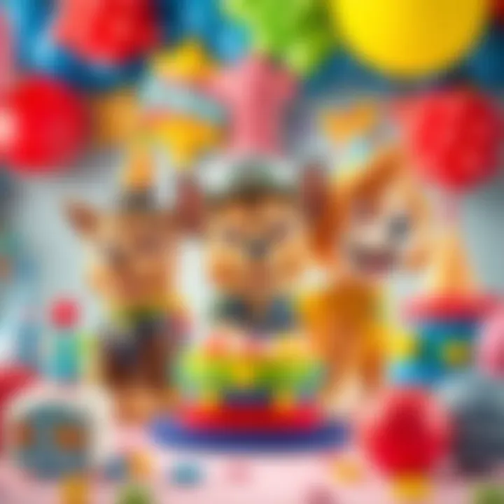 Colorful Paw Patrol-themed birthday decorations