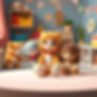 An educational setting where children use plush toys for play therapy, highlighting developmental benefits.