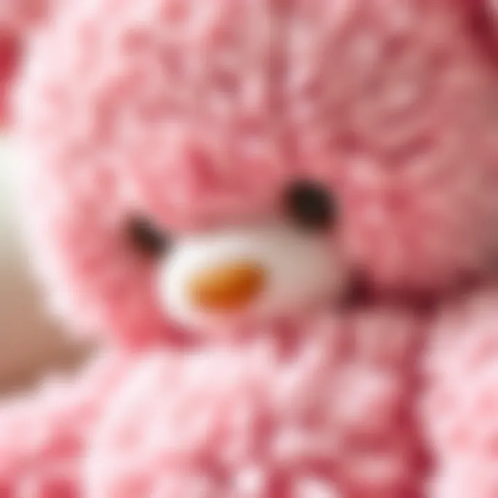 A close-up of the soft texture and quality of a plush teddy bear, emphasizing safety and comfort.