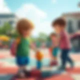 Children engaging in physical play at a piazza play area