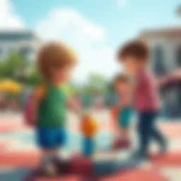 Children engaging in physical play at a piazza play area