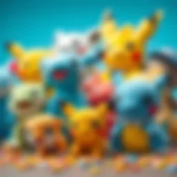A collection of plush Pokémon characters showcasing their vibrant colors and unique designs.