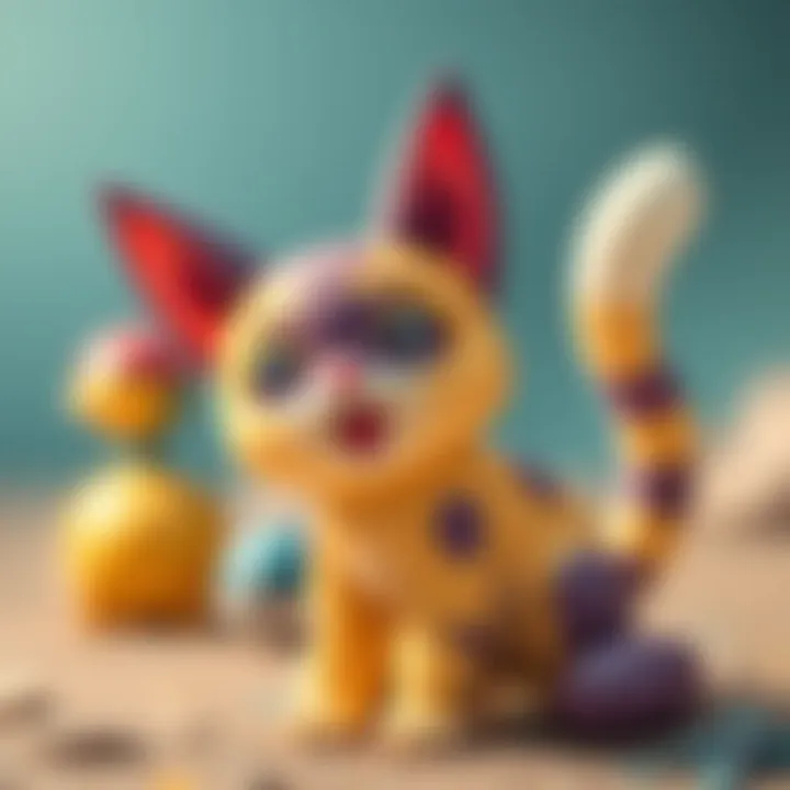 Illustration of a unique Pokemon cat character design