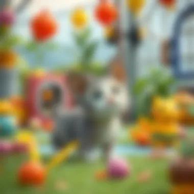 Pokemon cat in a playful environment