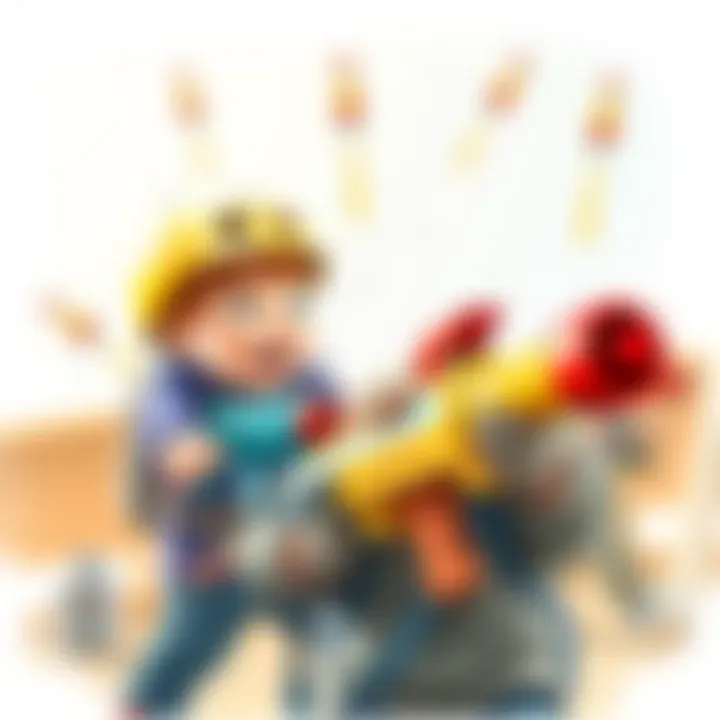 Playful Learning with Rocket Launchers Child engaged in playful rocket launcher activity