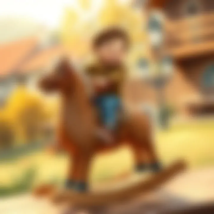 Child enjoying a ride on a rocking wooden horse