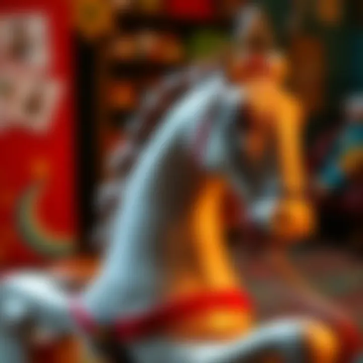 Close-up of a beautifully crafted rocking horse