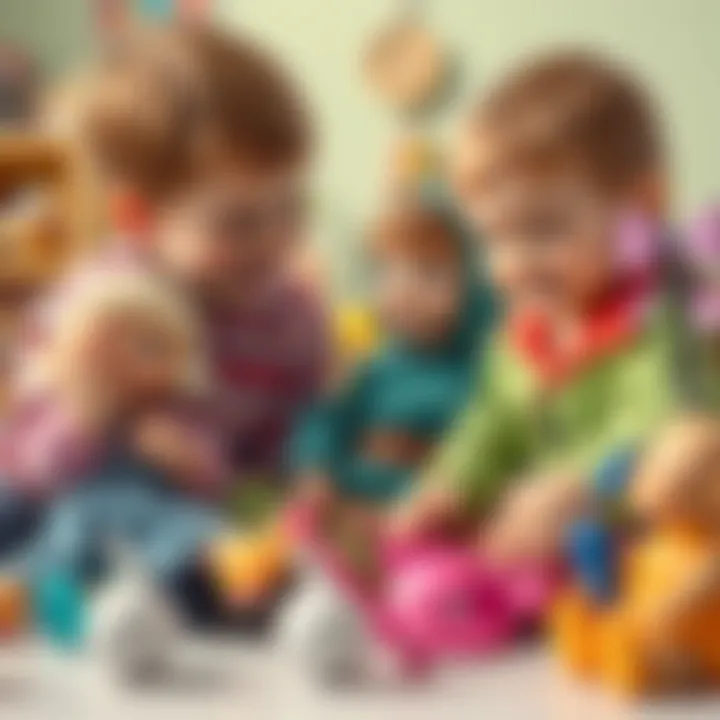 Children engaged in imaginative play with toy dolls